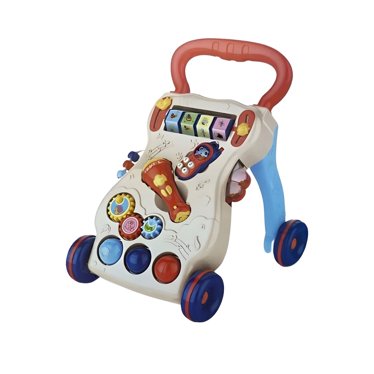 Andador de empuje para bebés con juguetes y sonido