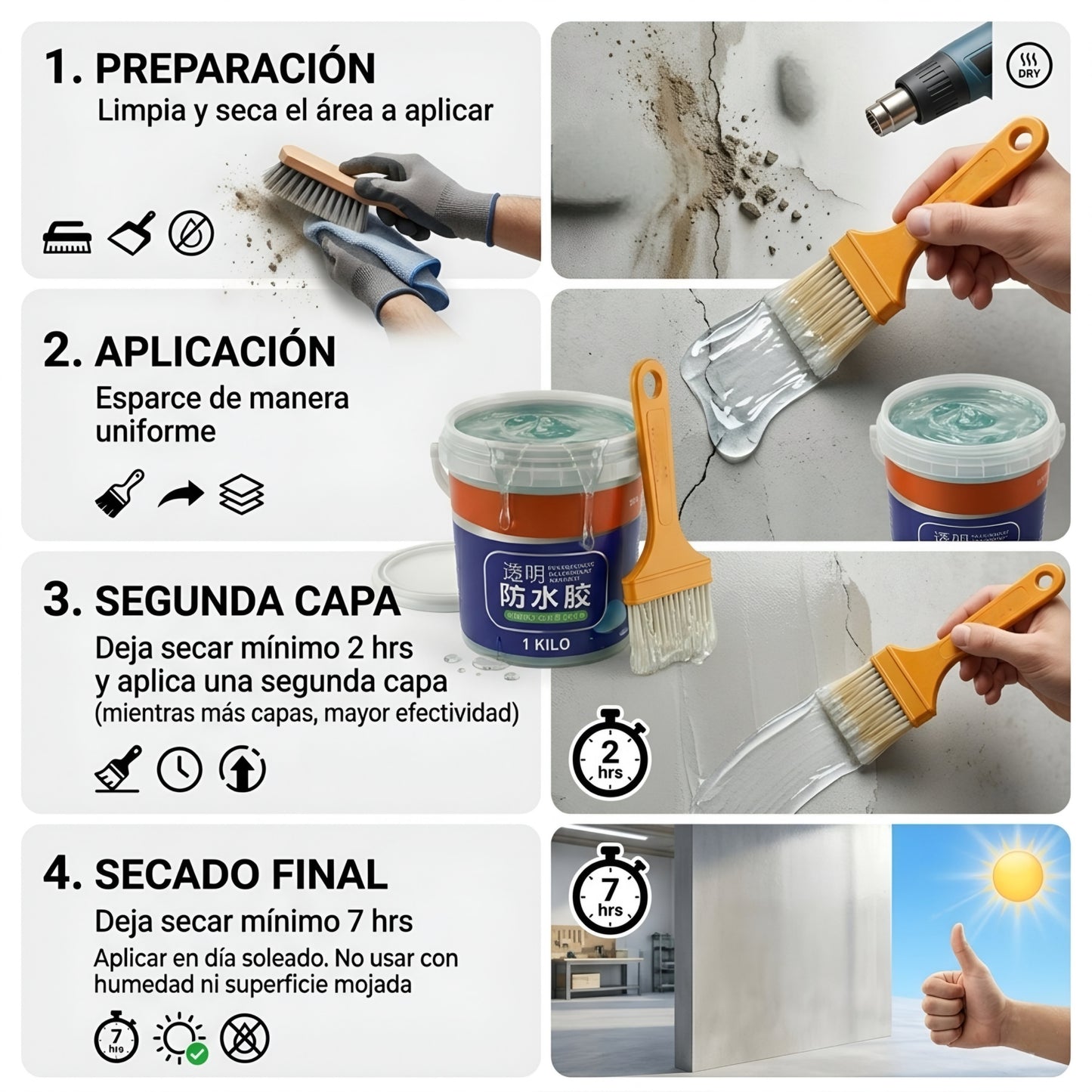 Sellador Tapa Gotera Transparente 1 kg