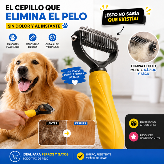 Cepillo saca pelos, nudos y desenredante de perros y gatos